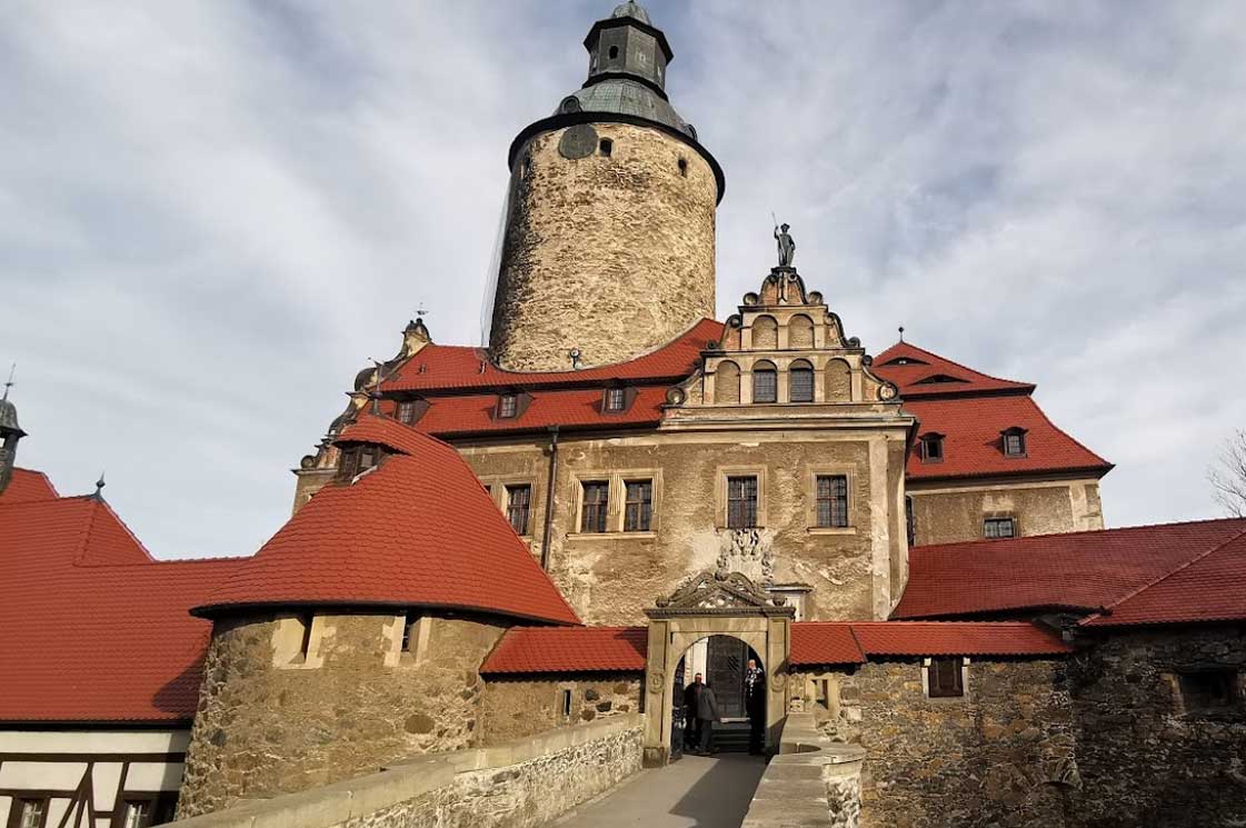 Blick auf Burg Tschocha Polen, Burg Tschocha