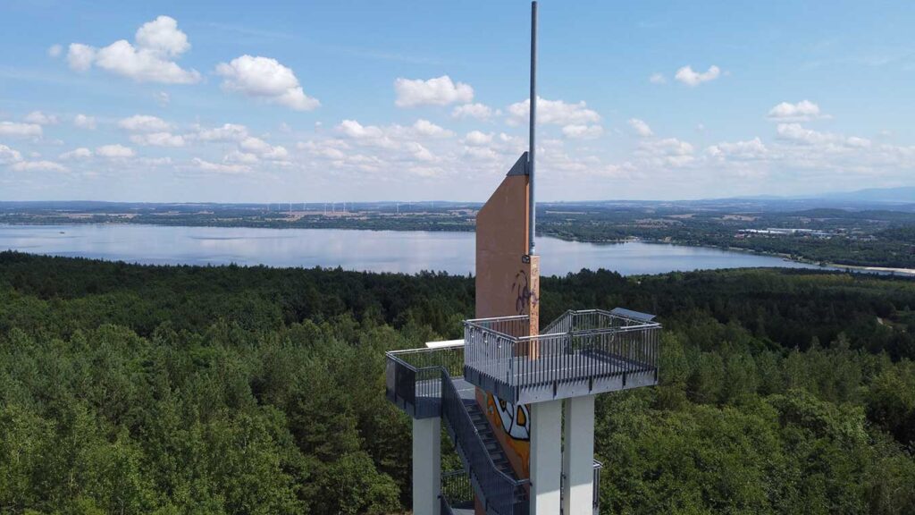 Plattform Aussichtsturm Berzdorfer See Blick über den heutigen Berzdorfer See